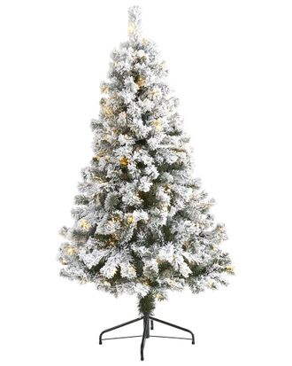 Nearly Natural 5ft Flocked West Virginia Fir Artificial Christmas Tree
