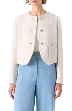 Akris Cotton Blend Boucl&eacute; Jacket in Ivory at Nordstrom, Size 16