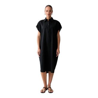 Benetton Dames, Jurken, Zwart, Maat: M/L Linnen