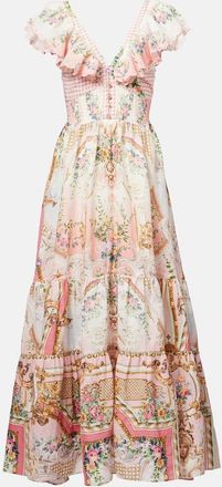 Camilla Abito lungo in lino con balze