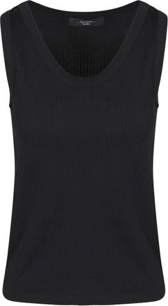 Max Mara Katoenen Geribbelde Tanktop - Dames - Tops zonder mouwen - Zwart - S - Katoen - Tops