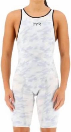 TYR Womens Venzo Camo Closed Back Swimsuit In White