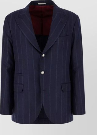Brunello Cucinelli wool blend suit embroidered stripes