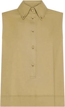 Seventy Camicia smanicata in popeline stretch - Dames - Overhemden - Beige - M - Katoen - Overhemden