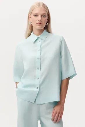 Exquise Calve Half Sleeve Shirt in Blue at Nordstrom, Size X-Large