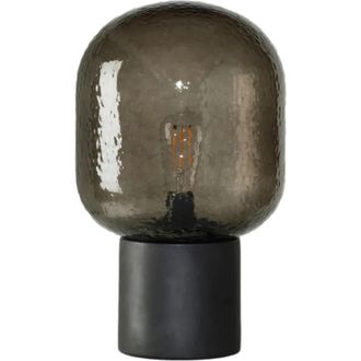 Brightech Bruce 16 LED Table Lamp with Cement Base and Textured Glass Dome in Classic Black at Nordstrom