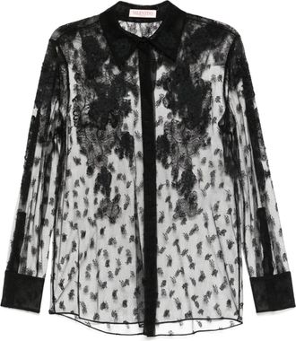 Valentino Garavani lace shirt - women - Viscose/Polyamide - 48 - Black