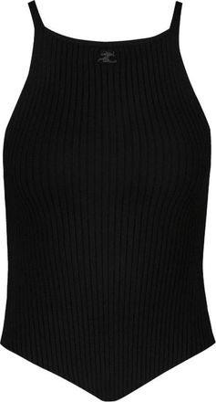 Courr&egrave;ges Womens Ribbed Cotton Tank Top Black Tops