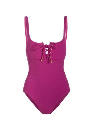 Change of Scenery Taylor Lace-Up Underwire One-Piece Swimsuit in Plum Texture at Nordstrom, Size X-Small
