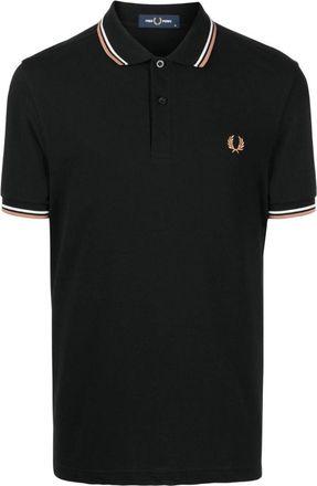 Fred Perry wit zwart poloshirt met dubbele getipte kraag
