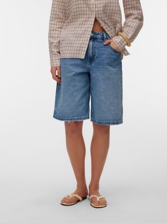 Vero Moda Jeansshorts VERO MODA VMRAILA MR DENIM JORTS NOOS, Damen, Gr. XL, N-Gr, medium blau denim, Denim/Jeans, Obermaterial: 100% Baumwolle, unifarben, loose
