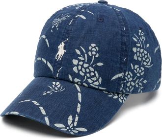 Polo Ralph Lauren Linnen pet met bloemenprint - Blauw