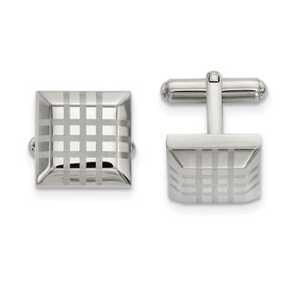 Diamond2Deal Stainless Steel Polished Square Cufflinks