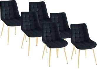 Vente-Unique Sedia imbottita in Velluto e Metallo dorato Nero - Lotto di 6 - OLLUA