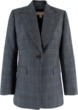 Michael Kors Grey Check Wool Single Breasted Blazer Size XS