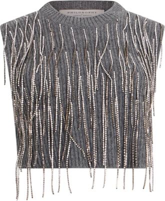 Philosophy di Lorenzo Serafini Dames, Tops, Grijs, Maat: XS Wol
