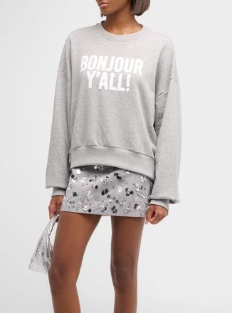 Cinq à Sept Bonjour Yall Drop-Shoulder Cotton Sweatshirt