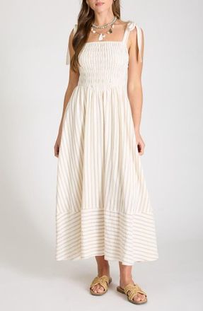 Blu Pepper Stripe Cotton Maxi Sundress in Light Taupe at Nordstrom, Size Medium