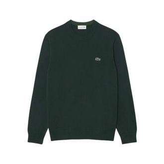 Lacoste Truien & Vesten, Heren, Groen, L, Katoen, Monochrome Ronde Hals Katoenen Trui