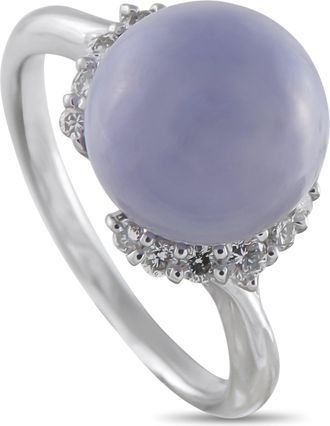 Luxury Bazaar Platinum 0.40ct Diamond and Jade Ring 5350