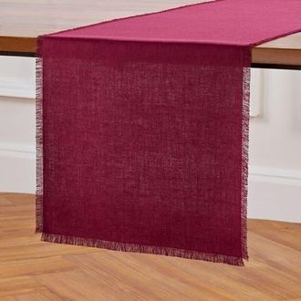 Solino Home Linen Table Runner for Dining Table, Holiday and Everyday Table Decor - Fringe in Beet at Nordstrom, Size Xx-Small