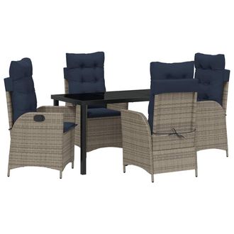 vidaXL Conjunto De Comedor De Jard&iacute;n 5 Pcs Gris Y Negro Rat&aacute;n Vidaxl