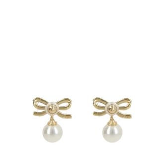 Self Portrait Oorstekers met Strik en Parels - Dames - Oorbellen - Geel - ONE Size - Accessoires