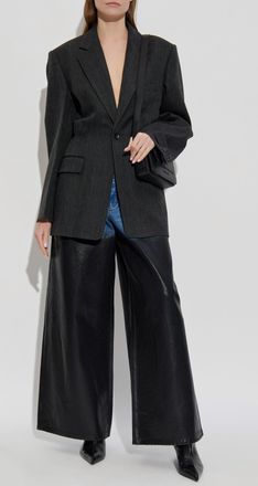 Alexander Wang Blazer With Elastic Draping At The Waist, Womens, Grey