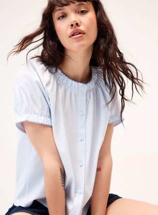 Twik Womens Flower buttons poplin shirt