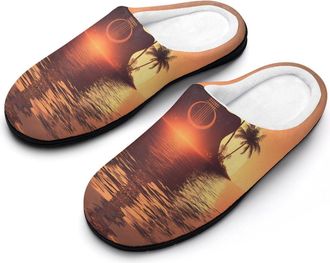 Generic Sunset Guitar In Water Cotton Slippers for Women Indoor Outdoor Slipper Slip-On Memory Foam Home Shoes