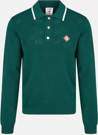 Casablanca POINTELLE LS POLO SHIRT Size: XL, colour: GREEN