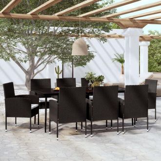 vidaXL Juego De Comedor De Jard&iacute;n 9 Piezas Negro Vidaxl