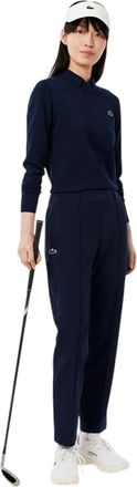Lacoste Dames-trui met V-hals, lange mouwen en geborduurd logo, normale pasvorm (Marine)