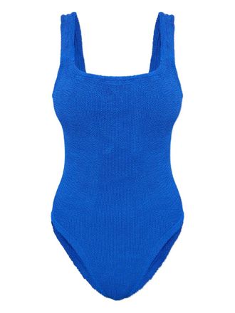 Hunza G square-neck crinkle swimsuit - Blue