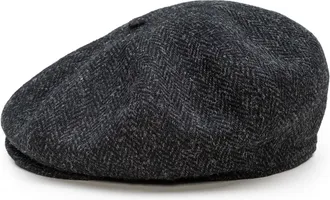 Sterkowski Peaky Style Cap | 100% Harris Tweed Newsboy for Men Flat Mens Caps Baker Boy Wool Warm Hat Paperboy Peaks Retro 62 cm Anthracite