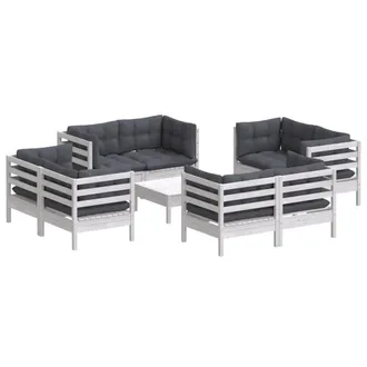 vidaXL Vidaxl - Set Divani Da Giardino 9 Pz E Cuscini Antracite Legno Di Pino