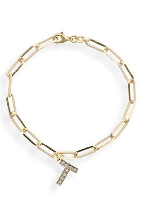 Meshmerise Diamond Initial Charm Bracelet in Yellow-T at Nordstrom Rack