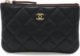 Chanel Black Grained Calfskin Pouch (Pre-Owned)
