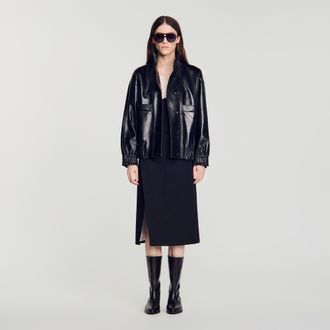 Sandro Oversized leather jacket