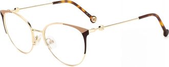 Carolina Herrera Womens 54 mm Gold Brown Eyeglasses