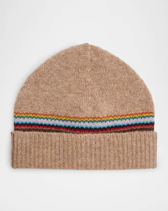 Paul Smith Men & apos;s Lambswool Signature Block Stripe Beanie Hat
