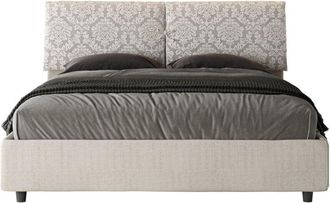 Les Tendances Les Tendances - Letto matrimoniale senza rete imbottito 160x210 tessuto Agata 1 bianco Mados