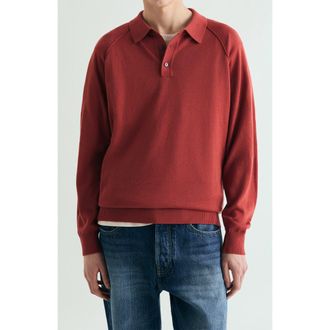 Scalpers Raglan Polo Neck Sweater in Red at Nordstrom, Size Xx-Large