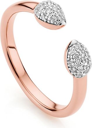 Monica Vinader Rose Gold Fiji Bud Stacking Diamond Ring Diamond