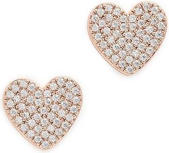 Kate Spade New York Yours Truly Pave Heart Studs Womens Earring Clear/Rose Gold