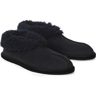 Celtic & Co. British Shearling Bootee Slippers in Navy at Nordstrom, Size 12