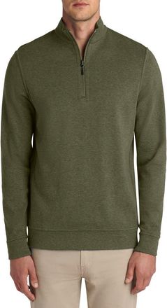 Bugatchi Reversible Quarter Zip Cotton Blend Pullover in Khaki at Nordstrom Rack, Size Xx-Large