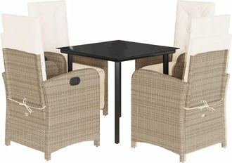 vidaXL Set Comedor De Jard&iacute;n 5 Pzas Con Cojines Rat&aacute;n Sint&eacute;tico Beige Vidaxl