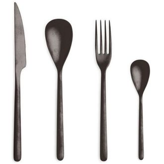 Comas Comas canada, set 24 posate nero vintage, in acciaio inox con trattamento colore in pvd