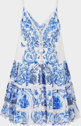 Camilla Ceramic Panoramic Cotton & Silk Mini Dress